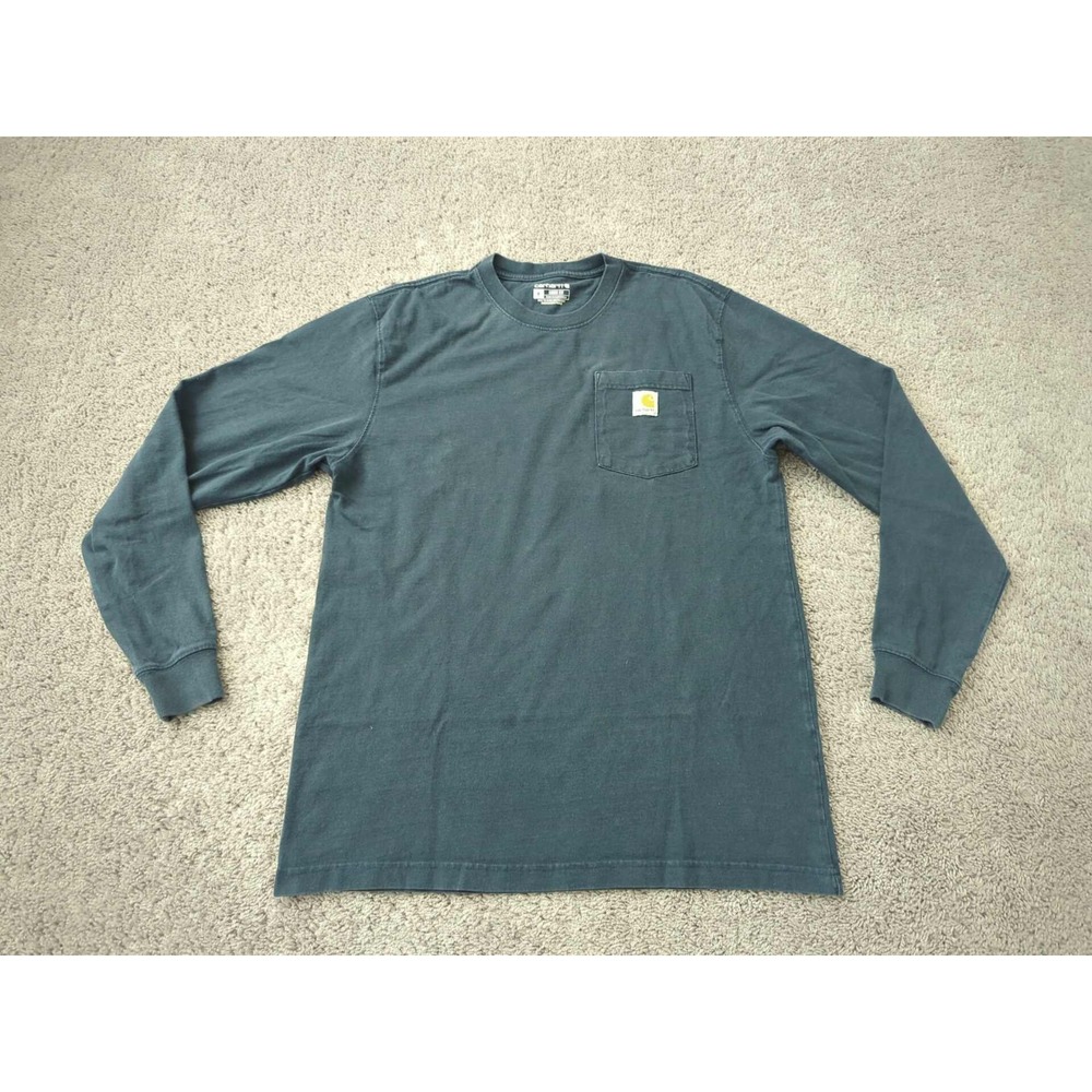 Carhartt T Shirt Mens Medium Blue Pullover Long Sleeve Loose Fit Workwear Casual
